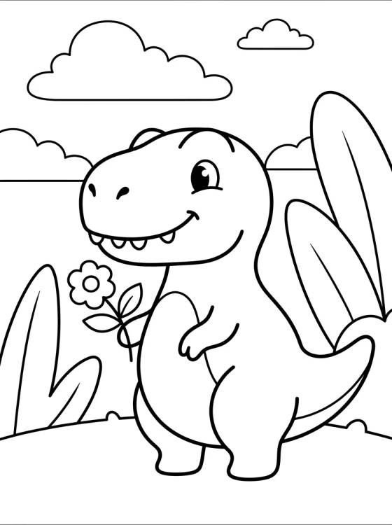 T-Rex Fofinho para colorir Desenho de T-Rex Fofinho para colorir e imprimir grátis