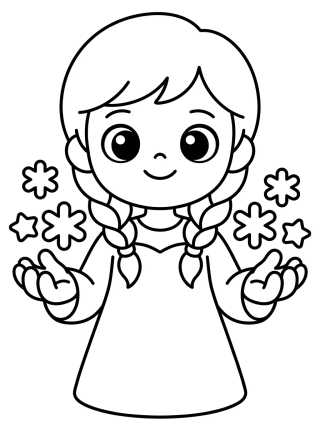 Elsa Criança com Magia para colorir Desenho de Elsa Criança com Magia para colorir e imprimir grátis
