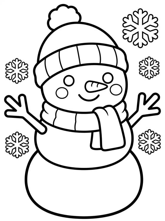 Boneco de Neve no Inverno para colorir Desenho de Boneco de Neve no Inverno para colorir e imprimir grátis