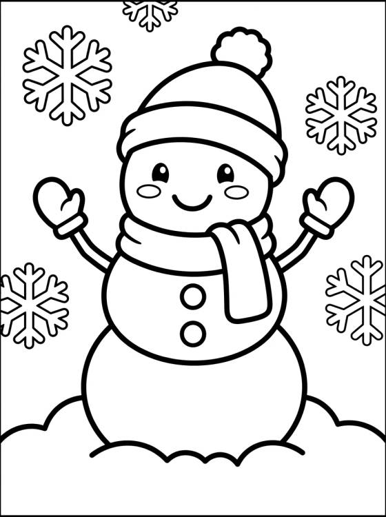 Boneco de Neve no Inverno para colorir Desenho de Boneco de Neve no Inverno para colorir e imprimir grátis