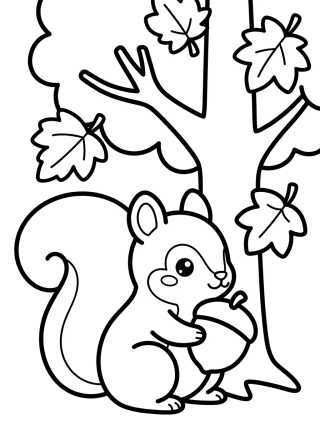 Folhas de Outono e Esquilo para colorir Desenho de Folhas de Outono e Esquilo para colorir e imprimir grátis