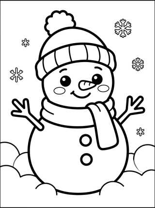 Inverno com Boneco de Neve para colorir Desenho de Inverno com Boneco de Neve para colorir e imprimir grátis