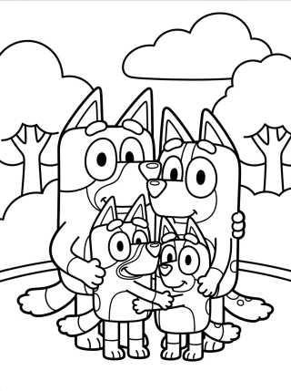 Abraço de Toda a Família Heeler para colorir Desenho de Abraço de Toda a Família Heeler para colorir e imprimir grátis