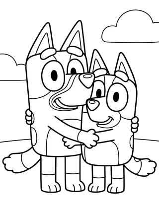 Bluey e Bingo Abraçadas para colorir Desenho de Bluey e Bingo Abraçadas para colorir e imprimir grátis