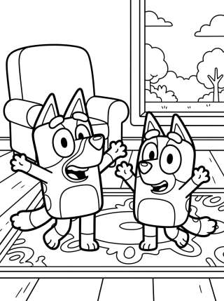 Coleção de desenhos para colorir: Família Heeler da Bluey