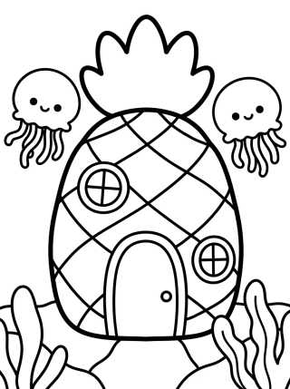 Casa Abacaxi na Fenda do Bikini para colorir Desenho de Casa Abacaxi na Fenda do Bikini para colorir e imprimir grátis