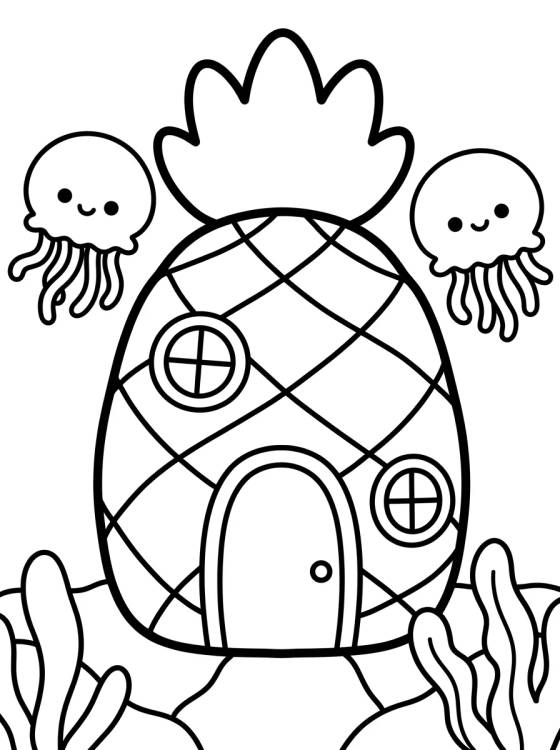 Casa Abacaxi na Fenda do Bikini para colorir Desenho de Casa Abacaxi na Fenda do Bikini para colorir e imprimir grátis