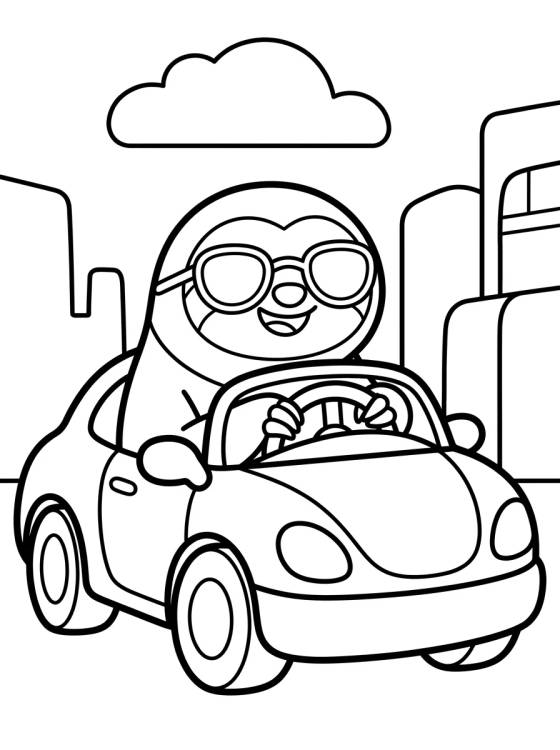 Flash Preguiça Dirigindo Carro Esportivo para colorir Desenho de Flash Preguiça Dirigindo Carro Esportivo para colorir e imprimir grátis