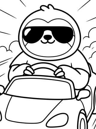 Flash Preguiça Dirigindo Carro Rápido para colorir Desenho de Flash Preguiça Dirigindo Carro Rápido para colorir e imprimir grátis