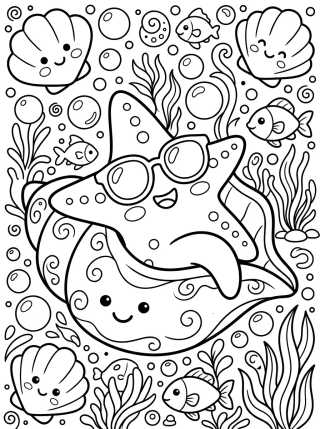 Estrela-do-Mar de Óculos para colorir Desenho de Estrela-do-Mar de Óculos para colorir e imprimir grátis