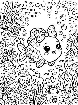 Peixinho de Laço no Mar para colorir Desenho de Peixinho de Laço no Mar para colorir e imprimir grátis