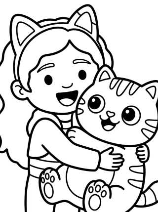 Gabby Abraçando o Pandy Gato para colorir Desenho de Gabby Abraçando o Pandy Gato para colorir e imprimir grátis