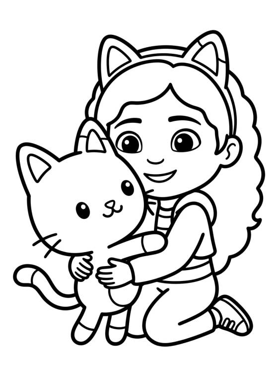 Gabby Abraçando o Pandy Gato para colorir Desenho de Gabby Abraçando o Pandy Gato para colorir e imprimir grátis