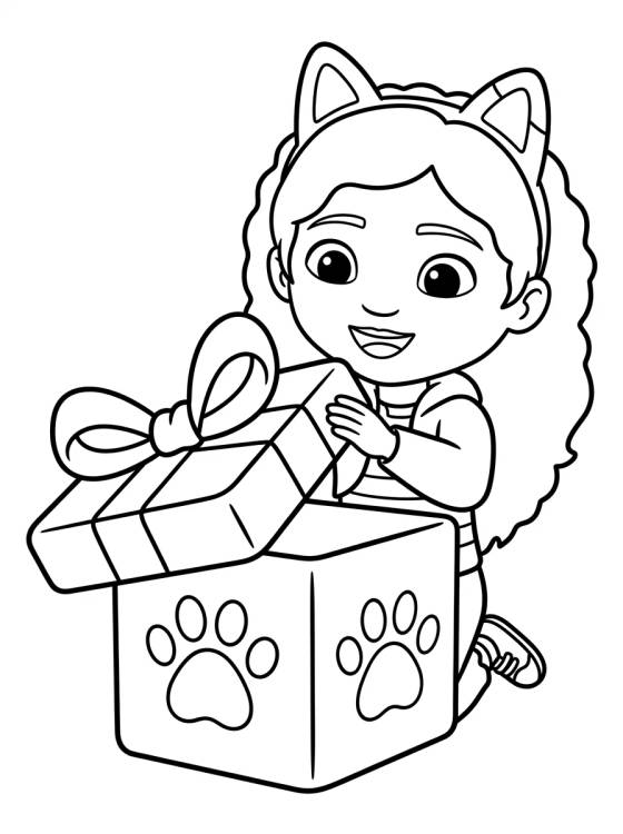 Gabby Abrindo Caixa Surpresa para colorir Desenho de Gabby Abrindo Caixa Surpresa para colorir e imprimir grátis