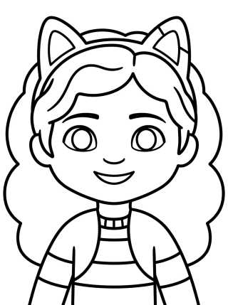 Gabby Sorrindo com Tiara de Gatinho para colorir Desenho de Gabby Sorrindo com Tiara de Gatinho para colorir e imprimir grátis