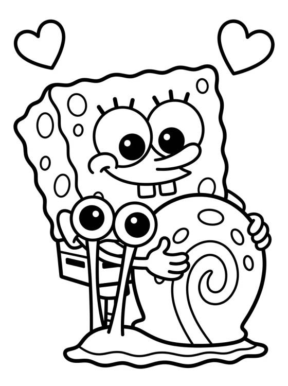 Gary e Bob Esponja Abraçados para colorir Desenho de Gary e Bob Esponja Abraçados para colorir e imprimir grátis