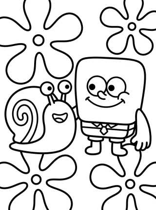 Gary o Caracol com Bob Esponja para colorir Desenho de Gary o Caracol com Bob Esponja para colorir e imprimir grátis