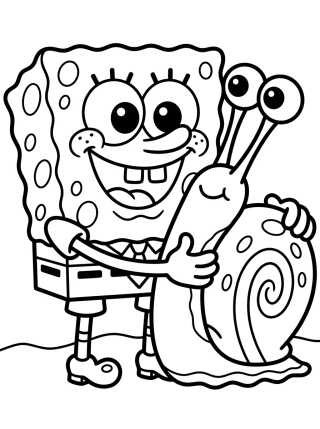 Gary o Caracol com Bob Esponja para colorir Desenho de Gary o Caracol com Bob Esponja para colorir e imprimir grátis