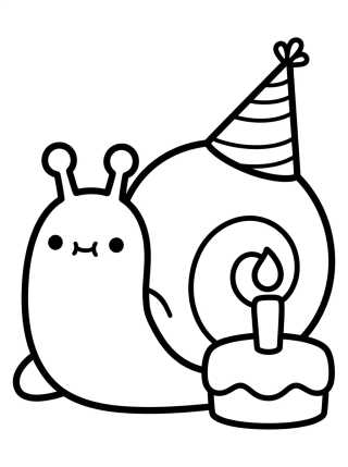 Gary o Caracol com Chapéu de Aniversário para colorir Desenho de Gary o Caracol com Chapéu de Aniversário para colorir e imprimir grátis