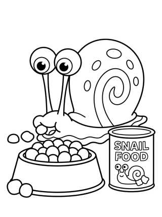 Gary o Caracol Comendo Ração para colorir Desenho de Gary o Caracol Comendo Ração para colorir e imprimir grátis