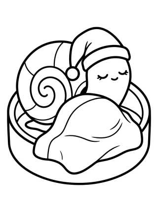 Gary o Caracol Dormindo Fofo para colorir Desenho de Gary o Caracol Dormindo Fofo para colorir e imprimir grátis