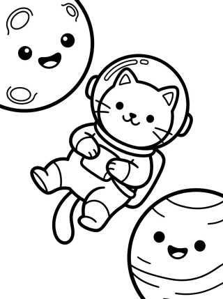 Gato Astronauta no Espaço para colorir Desenho de Gato Astronauta no Espaço para colorir e imprimir grátis