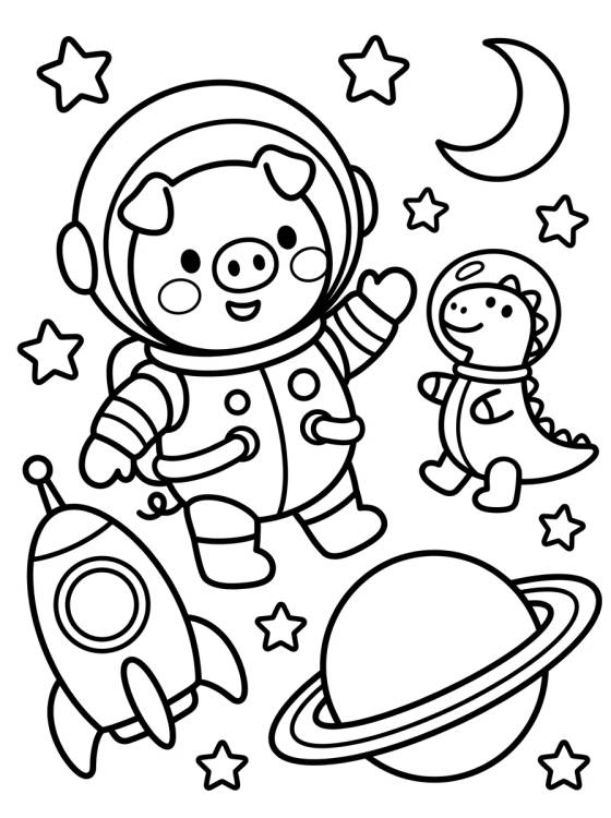 George Pig Astronauta no Espaço para colorir Desenho de George Pig Astronauta no Espaço para colorir e imprimir grátis