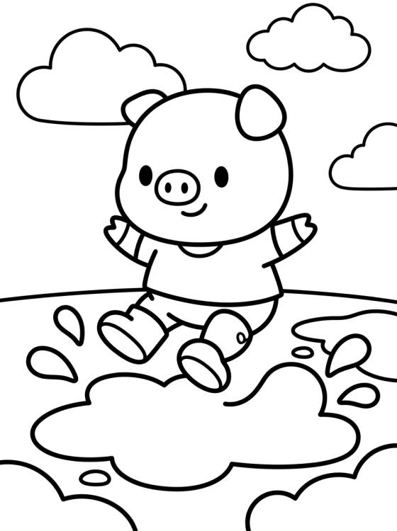 George Pig Brincando nas Poças de Lama para colorir Desenho de George Pig Brincando nas Poças de Lama para colorir e imprimir grátis