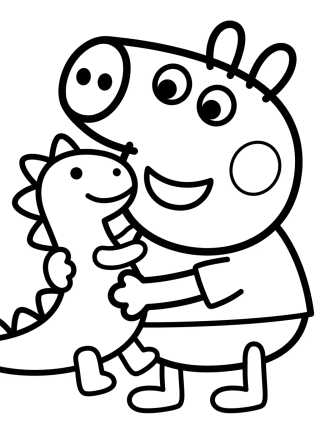 George Pig com o Senhor Dinossauro para colorir Desenho de George Pig com o Senhor Dinossauro para colorir e imprimir grátis
