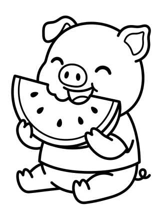 George Pig Comendo Melancia para colorir Desenho de George Pig Comendo Melancia para colorir e imprimir grátis