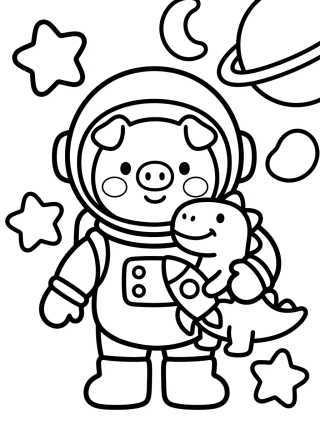 George Pig de Astronauta no Espaço para colorir Desenho de George Pig de Astronauta no Espaço para colorir e imprimir grátis