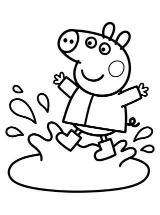 George Pig Pulando na Poça de Lama para colorir Desenho de George Pig Pulando na Poça de Lama para colorir e imprimir grátis