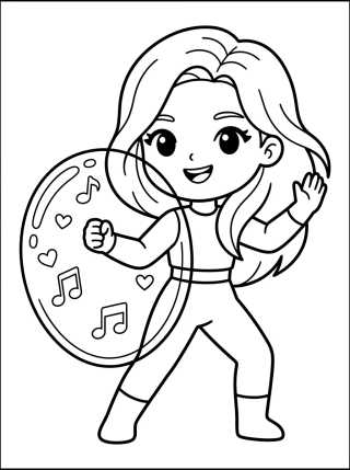 Guerreira K-Pop com Escudo Mágico de Som para colorir Desenho de Guerreira K-Pop com Escudo Mágico de Som para colorir e imprimir grátis