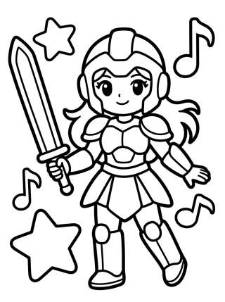 Coleção de desenhos para colorir: Guerreiras K-Pop em Ação