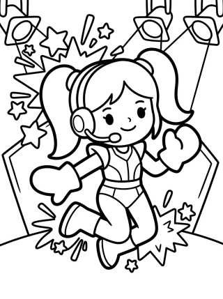 Guerreira K-Pop no Palco do Futuro para colorir Desenho de Guerreira K-Pop no Palco do Futuro para colorir e imprimir grátis