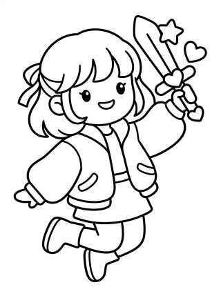 Líder K-Pop com Microfone Espada para colorir Desenho de Líder K-Pop com Microfone Espada para colorir e imprimir grátis