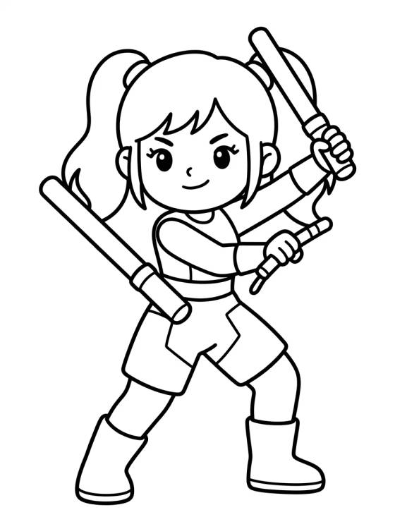 Guerreira Dançarina com Bastões Brilhantes para colorir Desenho de Guerreira Dançarina com Bastões Brilhantes para colorir e imprimir grátis
