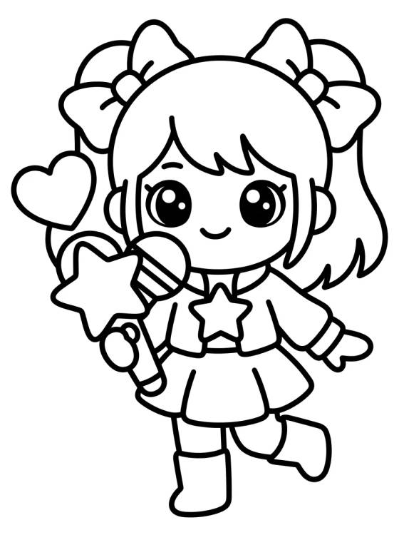 Guerreira K-Pop do Microfone Mágico para colorir Desenho de Guerreira K-Pop do Microfone Mágico para colorir e imprimir grátis