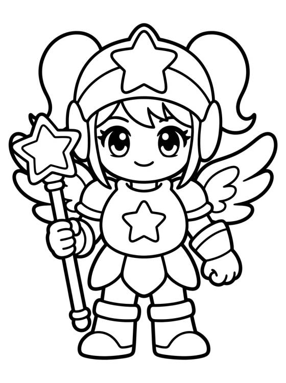 Guerreira Visual com Armadura de Estrelas para colorir Desenho de Guerreira Visual com Armadura de Estrelas para colorir e imprimir grátis