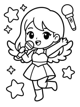 Guerreira Vocalista com Asas de Anjo para colorir Desenho de Guerreira Vocalista com Asas de Anjo para colorir e imprimir grátis