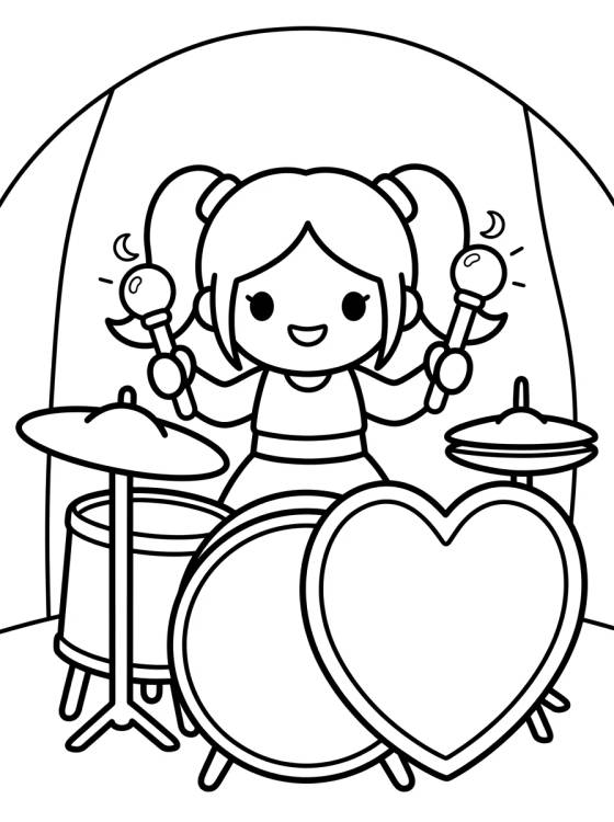 Baterista com Escudo de Coração para colorir Desenho de Baterista com Escudo de Coração para colorir e imprimir grátis
