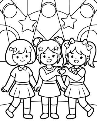 Grupo de Guerreiras K-Pop Agradecendo ao Público para colorir Desenho de Grupo de Guerreiras K-Pop Agradecendo ao Público para colorir e imprimir grátis