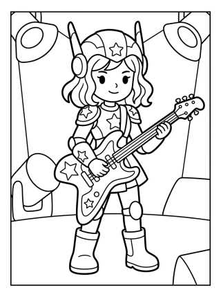 Guitarrista com Armadura Estelar para colorir Desenho de Guitarrista com Armadura Estelar para colorir e imprimir grátis
