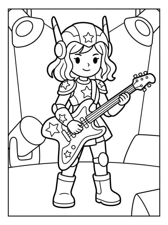 Guitarrista com Armadura Estelar para colorir Desenho de Guitarrista com Armadura Estelar para colorir e imprimir grátis