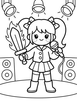 Coleção de desenhos para colorir: Guerreiras K-Pop no Palco
