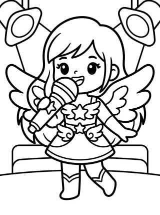 Vocalista Guerreira no Microfone para colorir Desenho de Vocalista Guerreira no Microfone para colorir e imprimir grátis