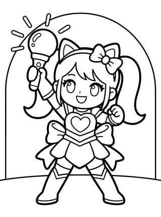 Dançarina Guerreira com Bastão de Luz para colorir Desenho de Dançarina Guerreira com Bastão de Luz para colorir e imprimir grátis