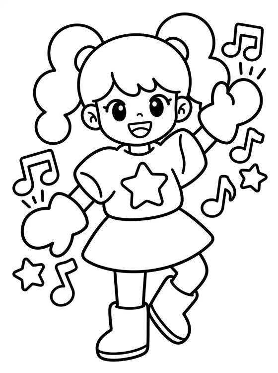 Guerreira K-Pop Dançarina Mágica para colorir Desenho de Guerreira K-Pop Dançarina Mágica para colorir e imprimir grátis