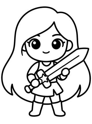 Guerreira K-Pop Espadachim Kawaii para colorir Desenho de Guerreira K-Pop Espadachim Kawaii para colorir e imprimir grátis