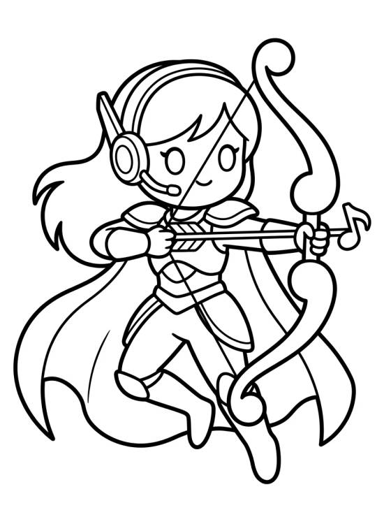 Guerreira K-Pop Ninja Musical para colorir Desenho de Guerreira K-Pop Ninja Musical para colorir e imprimir grátis